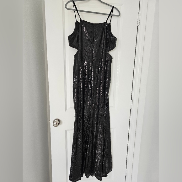 Lulus Black Sequined Dress Glamorous Affair Cutout XL Current Style - Picture 7 of 8
